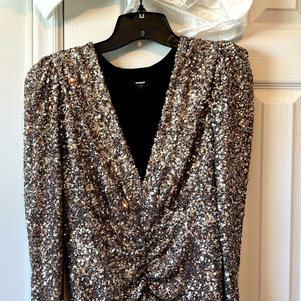 Express Sequence Silver & Gold Dress